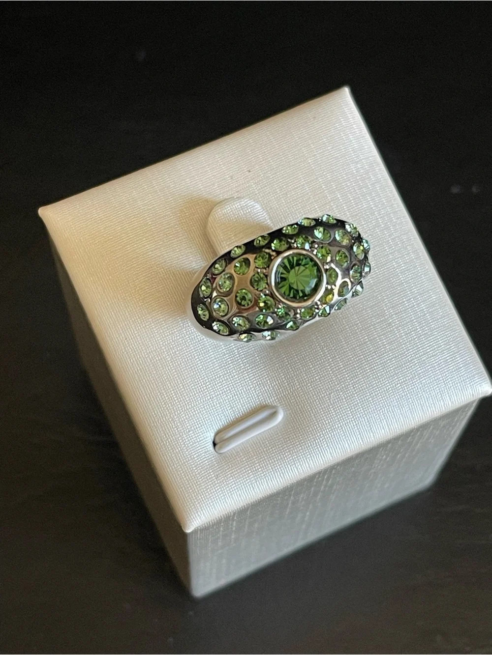 Green Crystal Cocktail dome Ring
